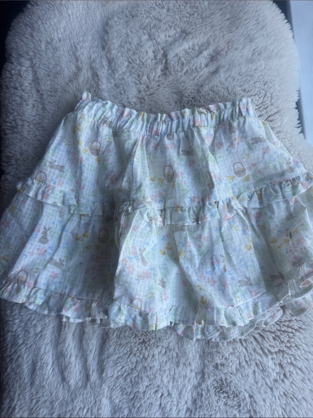 Cynthia Rowley Girls Size3/4 Easter Bunny Pastel Floral Tiered Ruffle Skirt